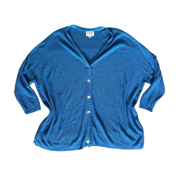 Vintage Stephanie Schuster Princess Knitwear Cardigan Womens 3X Blue Lagenlook - Picture 1 of 14